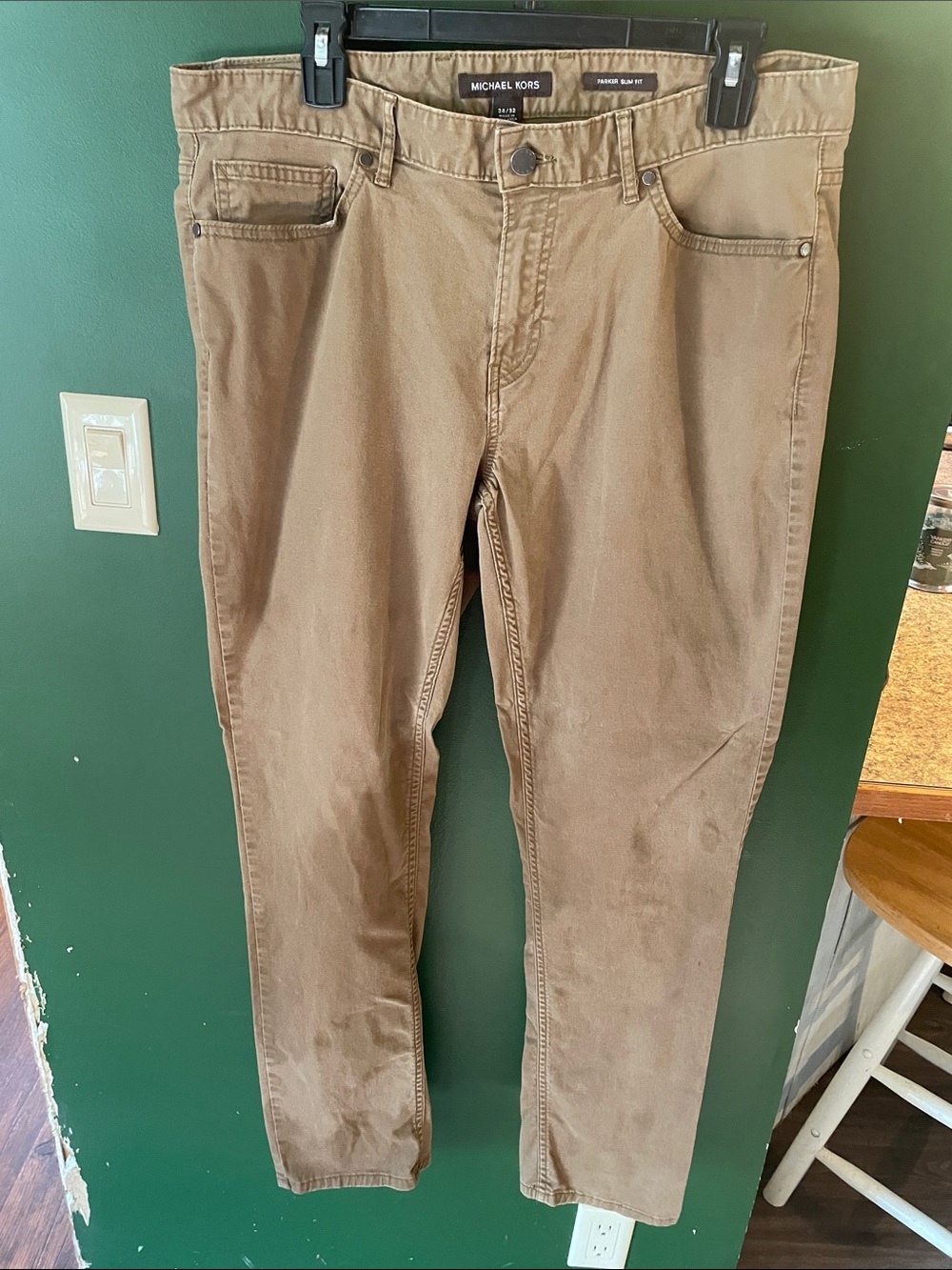 Michael Kors Brown Chino Straight Leg Parker Slim Fit 34x32